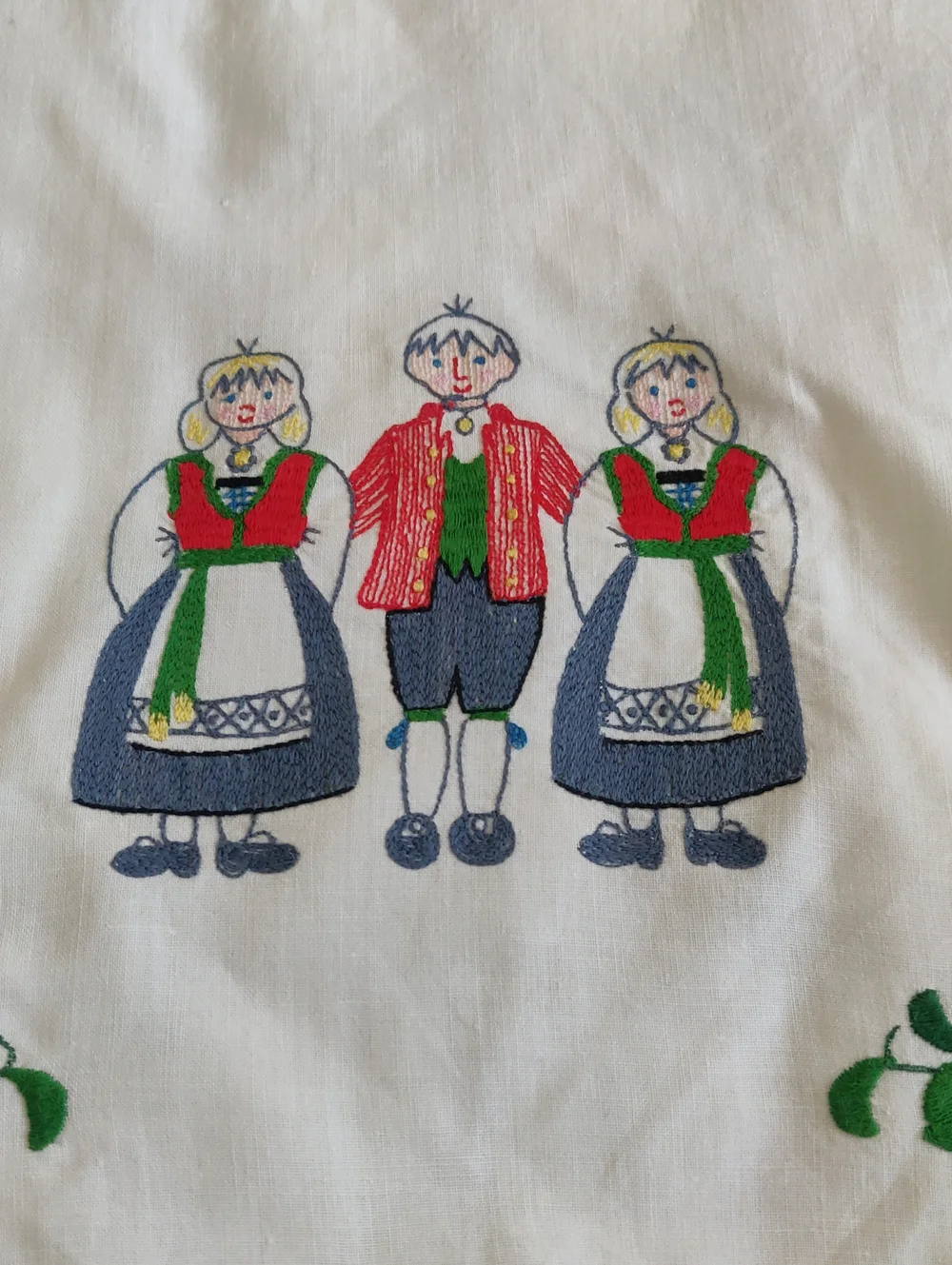 Embroidered Handmade Folk Trio Table Ret Runner Vintage CottageCore Shabby Chic